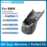 Grecoreal Dash Camera Car Dashcam for BMW F48 F25 F26 F15 F16 F10 F11 F20 F21 F22 F30 F34 OEM Front Rear Dual Dash Cam 4K Wifi