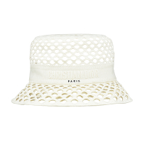 DIOR 刺繡LOGO簍空洞洞設計棉質混紡漁夫帽(米白)