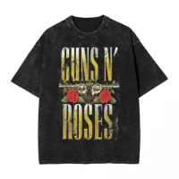 Guns N Roses T Shirt Hip Hop Washed Short Sleeve Oversize T-Shirts Vintage for Men Women Tops Streetwear Summer Tee Shirt