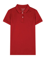 เสื้อโปโลผู้หญิงแขนสั้น ผ้าอินเตอร์ล๊อค (Interlock with liquid ammonia treatment) สีแดง