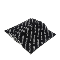 BALENCIAGA 經典滿版品牌LOGO標誌羊毛圍巾 (黑色/白色)