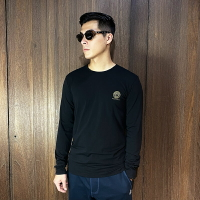 美國百分百【全新真品】Versace Jeans 長袖 棉質 T恤 VJ 上衣 LOGO 長薄T 黑色 CT48