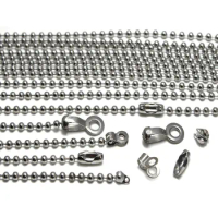 1.5 2.4 10 mm Stainless Steel Ball Bead Chains &amp; Connector Bulk Chains for Jewelry Making Fit DIY Necklace Keychain Accessories