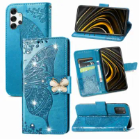 2021 Butterfly rhinestone Cases for Samsung A32 Cover Leather Wallet Card Cover magnetic Flip Case For Samsung Galaxy A32 A52 A7