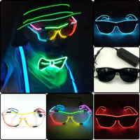 Glow Neon Rave Glasses El Wire Flashing LED Sunglasses Light up Costumes For Glow Party Supplies Halloween Decoration