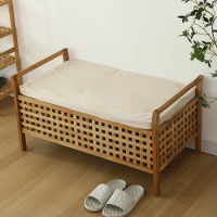 Nordic double bench simple beech solid wood bench log shoes stool porch stool wooden storage bed end stool