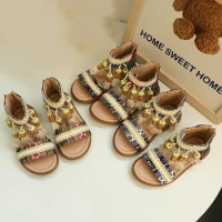 Kids Sandals Girls Sandals Summer Tassel Roman Sandals National Style Princess Sandals Girls Shoes Kids Shoes