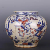 Brown Chinese Pot Vase Old Man Pattern Vintage Vase Pottery Yuan Pot Oriental Vase