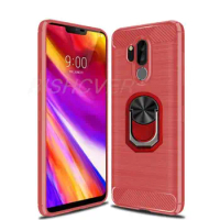 Carbon Fiber Brushed Shockproof Soft Cover For LG G7 Thinq G7 One lg g7+ thinq LG X5 Q9 One Magnetic Ring Holder Case