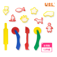 【USL遊思樂】黏土模型工具 12件組(台灣製造/早教啟蒙/手眼協調玩具/黏土玩具/黏土工具)