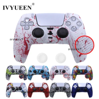 IVYUEEN Anti-Slip Water Transfer Printing Protective Skin for PlayStation 5 PS5 Controller Silicone Case for Dualsense