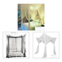 European 4 Corner Romantic Princess Lace Canopy Mosquito Net No Frame for Twin Full Queen King Bed Netting Bedding