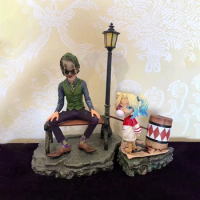 19cm Joker Figure Suicide Squad Figure Joke With Harley Quinn Figurine Cartoon Street Gk Pvc Statue Doll Collection Toy Gift