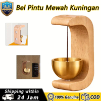 Dekorasi Pintu Bernuansa Jepang (Japandi) - Bel Lonceng Kayu Natural dengan Detail Kuningan, Stiker 