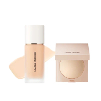 【LAURA MERCIER 蘿拉蜜思】完美亮采底妝組(極致煥顏輕透完美粉底30ml + 極致煥顏蜜光完美蜜粉餅 7g)