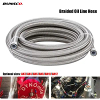 AN3 3AN Double Stainless Steel Braided PTFE Lined Brake Hose Line Car  Motorcycle Hydraulic Brake Fuel