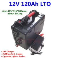 LTO 12v 120Ah Lithium titanate 12v 120Ah battery not 12V 100Ah BMS 5S for RV UPS Boat Solar panel trolling motor+10A charger
