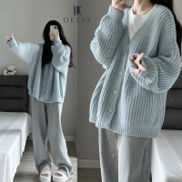 Áo cardigan khoác ngoài chất len mềm dày dặn dáng rộng dài tay nhiều màu freesize basic phong cách h
