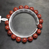 Natural Cacoxenite Red Auralite 23 Red Rutilated Quartz Bracelet 9.8mm Clear Round Beads Bangle Women Men AAAAAA