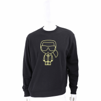 KARL LAGERFELD 卡爾人像膠條黑色棉質運動衫 大學T(男款)