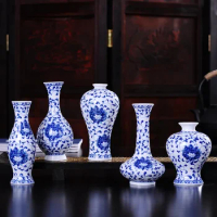China Traditional Style Ceramic Vase Flower Pot Home Tabletop Decor Vase Blue and White Chinese Porcelain Design