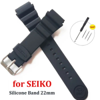 22mm Silicone Watch Band for SEIKO SKX007 SKX009 SKX173 Diving Abalone Canned Resin Watch Strap Ring Clasp Pin Buckle with Logo