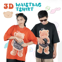 Kaos Oversize Graphic Teddy Bear 3D Waistbag Pocket Tshirt Unisex Pria Wanita Japan Oversize - Baju 