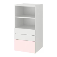 SMÅSTAD/PLATSA 書櫃, 白色 淺粉紅色/附3個抽屜, 60x57x123 公分