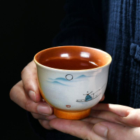 景德鎮陶瓷手繪青花茶杯品茗杯 高端手工主人杯柴燒茶盞