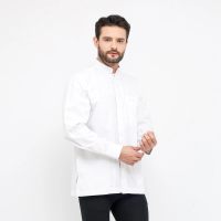 Baju Koko BHS Classic Motif Kombinasi Putih
