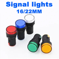 16MM 22MM plastic signal lamp AD16-22DS low power indicator lamp 12V 24V 220V Red Yellow Blue Green White LED AC DC