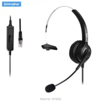 VoiceJoy Volume and Mute headset adapter +RJ9 plug headset Noise canceling Telephone headset call center for All office phones
