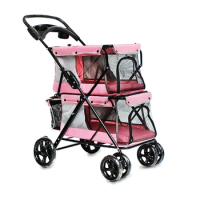 Pet twin big dog cat big 20kg can use folding Pet Rover Premium Dog Stroller Travel Carriage With Convertible Compartment