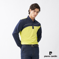 Pierre Cardin皮爾卡登 男款 吸濕排汗印花長袖polo衫-藍/黃色(3225202-38)