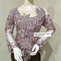 kebaya atasan tanpa payet Wanita Bordir Dress Baju Pesta pendamping pengantin pagar ayu wedding make