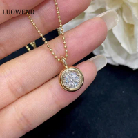 LUOWEND 18K White and Yellow Gold Necklace Real Natural Diamond Chain Interesting Design Fine Women Engagement Necklace