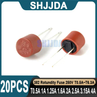 [LOD TTDXS 540] (20 keping) Perlindung litar bulat 382, 250 V, 0.5 A/T0.5A/T1A/T1.25A/T1.6A/T2A/T2.5
