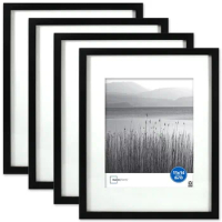 Mainstays 11x14 Matted to 8x10 Linear Gallery Wall Picture Frame, Black, Set of 4 photo frames frames shadow box frame