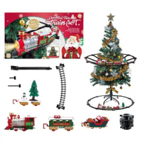 Christmas Battery Operated Train Toys Electric Train Set With Lights Sound Toy Set durable Animated Railway Track Toys For Kids