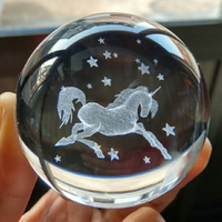 透明水晶球獨角獸內雕擺件創意浪漫情人圣誕節生日禮物女生朋友禮