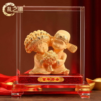 文創結婚 精緻結婚禮物 結婚賀禮結婚禮物公仔絨沙金擺件送朋友高檔送姐姐婚慶裝飾新婚送新娘禮品00021