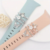 Fashion Silicone Strap Decorative For Apple Watch Band Ornament Decoration Metal Charms Strap Accessories
