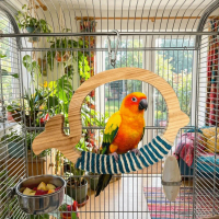 Bekalan Burung Kayu Mainan Buaian Burung Beo Tahan Haus Menggantung Mainan Burung Interaktif Comel R