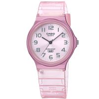 CASIO 卡西歐 簡約百搭 數字時標 橡膠手錶 半透明粉色 MQ-24S-4B 33mm