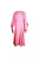 Valentino 粉紅色的絲綢和鴕鳥羽毛雞尾酒連衣裙