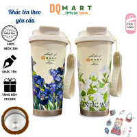 [Hàng limited] Bình Giữ Nhiệt in Hình Flower CAO CẤP 500ml YAN DQMART inox 316,khắc tên,Giữ nhiệt 8-