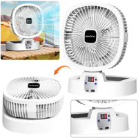 Camping Fan USB/Solar Rechargeable Portable Table Fan 5 Speeds Personal Fan with Remote Control for Car Outdoor Home Office
