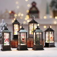 圣誕節裝飾仿真LED小油燈方形火焰燈擺件咖啡廳酒吧場景布置風燈