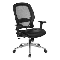 Professional Air Grid Back Office Chair with Thick Bonded Leather Seat and Adjustable Height Arms Commercial Grade Ergonomic