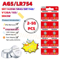 2023-NEW 2-50PCS AG5 LR754 1.55V Battery 309 D393 G5 G5A L754 LR48 LR754 RW28 SR48 Button Coin Cell For Watch Toy Remote Control